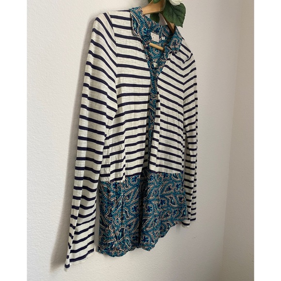 Anthropologie Postage Stampe • Striped Paisley Collared Lightweight Blouse - Picture 2 of 15